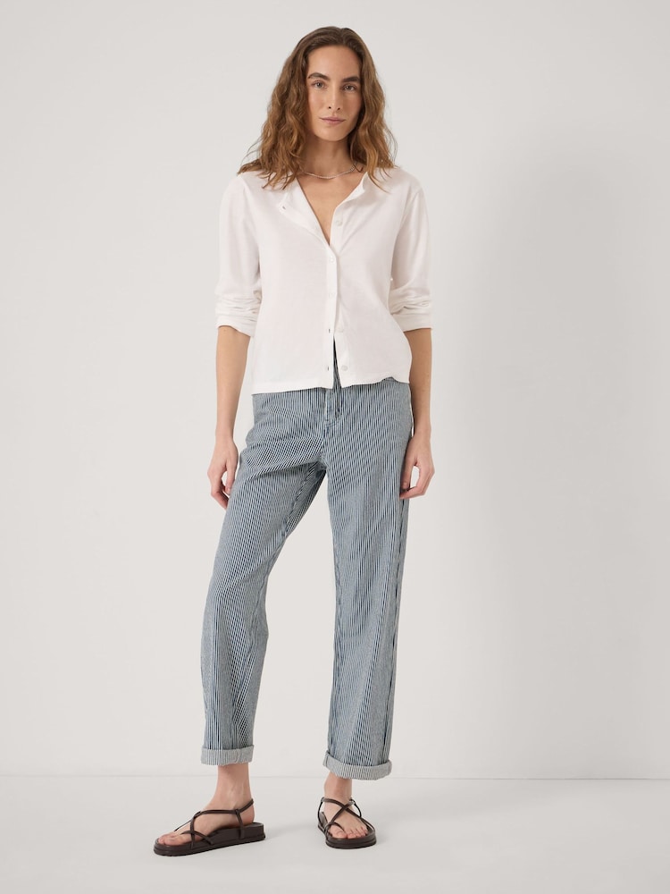 Hush Blue Button Fly Stripe Boyfriend Jeans - Image 2 of 4