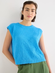 Oliver Bonas Blue Open Back Tie Detail Knitted Vest - Image 1 of 7