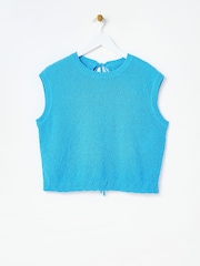 Oliver Bonas Blue Open Back Tie Detail Knitted Vest - Image 3 of 7