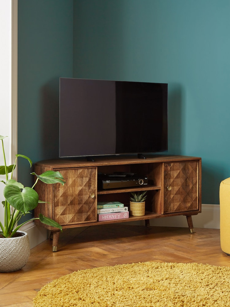 Dark Lloyd Mango Wood Up to 46 inch Corner TV Unit - Image 2 of 6