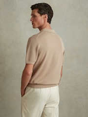 Gri-maroniu - Cămașă polo texturată cu fermoar pe jumătate și model Blend bumbac Reiss Burnham - Image 5 of 6