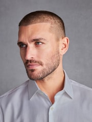 Grey Textured Slim Fit Single Cuff Signature Italian Fabric Shirt - Image 1 of 7