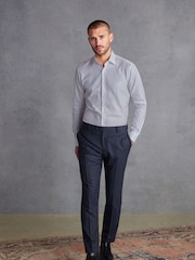 Grey Textured Slim Fit Single Cuff Signature Italian Fabric Shirt - Image 2 of 7