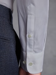 Grey Textured Slim Fit Single Cuff Signature Italian Fabric Shirt - Image 5 of 7