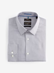 Grey Textured Slim Fit Single Cuff Signature Italian Fabric Shirt - Image 6 of 7