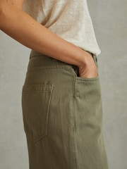 Reiss Khaki Colorado Garment Dyed Wide Leg Trousers - Image 3 of 5