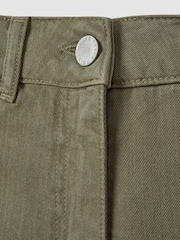 Reiss Khaki Colorado Garment Dyed Wide Leg Trousers - Image 5 of 5