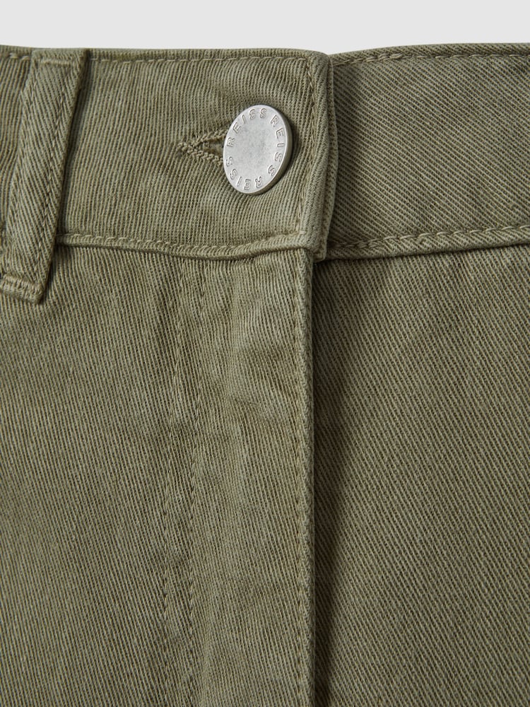 Reiss Khaki Colorado Garment Dyed Wide Leg Trousers - Image 5 of 5