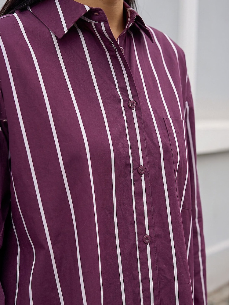 Roman Purple Stripe Oversized Shirt - Image 4 of 4