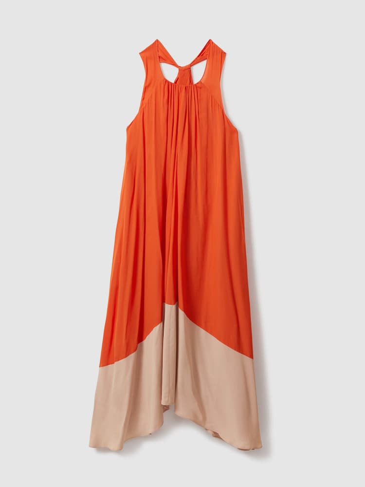 Reiss Elias Ruched Dipped Hem средних размеров платья - Image 2 of 6