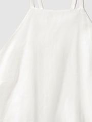 Reiss White India Lyocell Blend With Linen Wrap Detail Mini Dress - Image 6 of 6