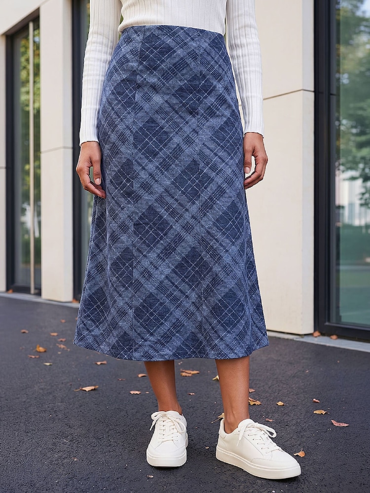 Roman Blue Shadow Check Skirt - Image 1 of 4