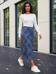 Roman Blue Shadow Check Skirt - Image 2 of 4
