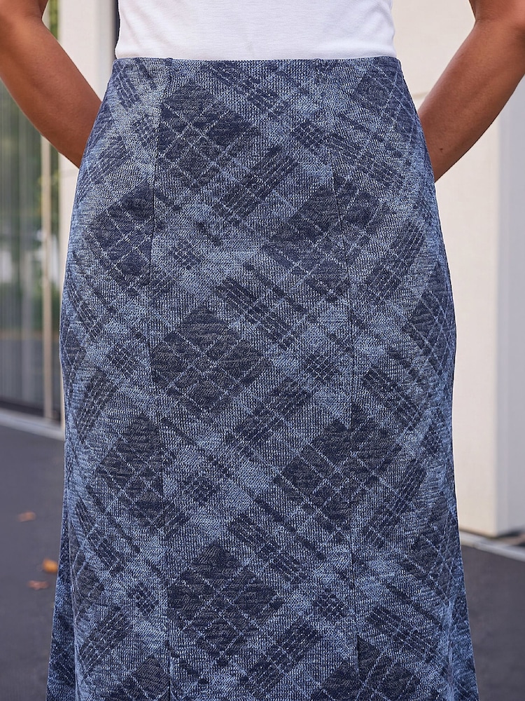 Roman Blue Shadow Check Skirt - Image 4 of 4