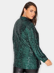 Yours Curve Green London Sequin Shirt - Image 2 of 4