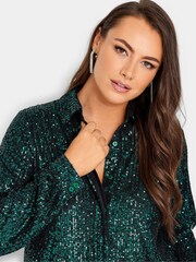 Yours Curve Green London Sequin Shirt - Image 4 of 4