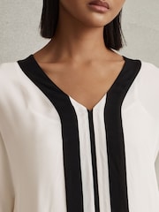 Reiss Cream/Black Emersyn Colourblock Draped Maxi Dress - Image 4 of 7