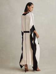 Reiss Cream/Black Emersyn Colourblock Draped Maxi Dress - Image 6 of 7