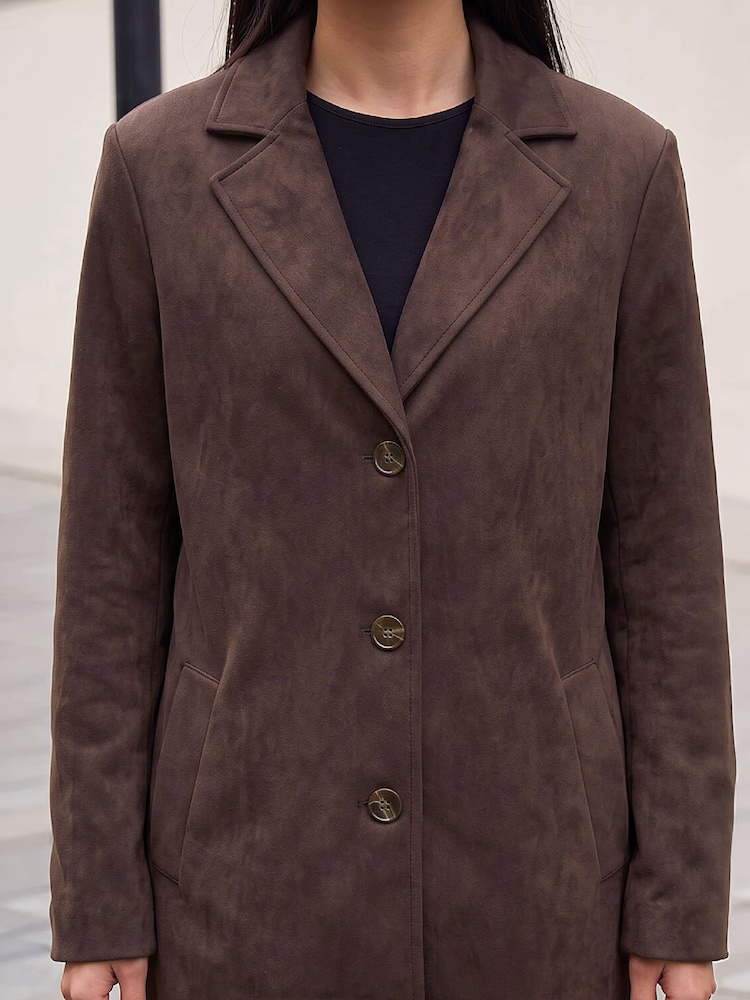 Roman Brown Suedette Coat - Image 4 of 4 Roman Brown Suedette Coat - Image 4 of 4