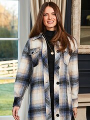 Sosandar Blue Check Longline Shacket - Image 3 of 5