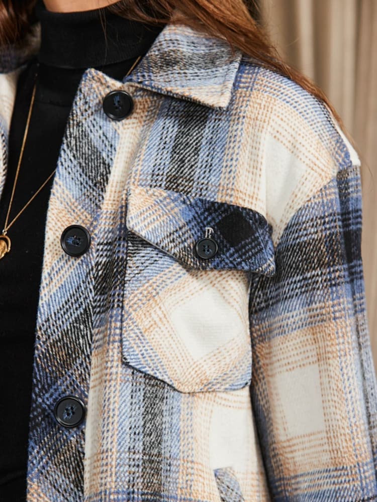 Sosandar Blue Check Longline Shacket - Image 5 of 5