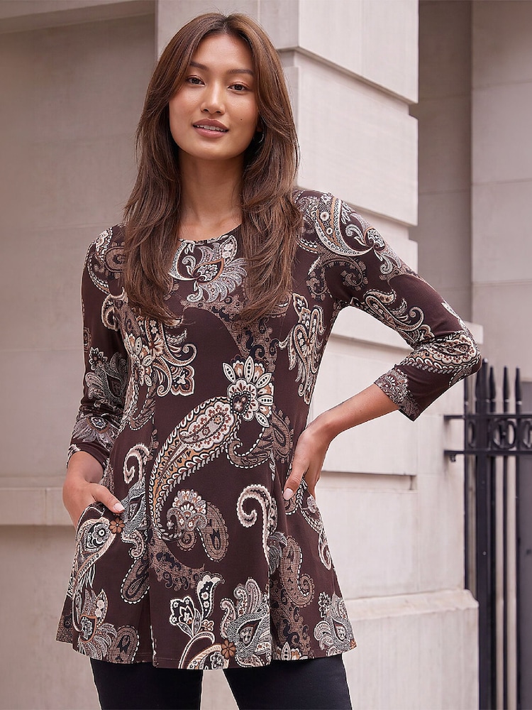 Roman Brown Paisley Pocket Tunic - Image 1 of 4