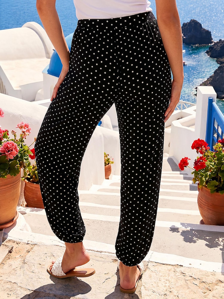 Roman Black Polka Dot Balloon Trousers - Image 2 of 4 Roman Black Polka Dot Balloon Trousers - Image 2 of 4