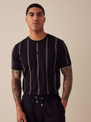 Black 100% Cotton Vertical Stripe T-Shirt - Image 1 of 8