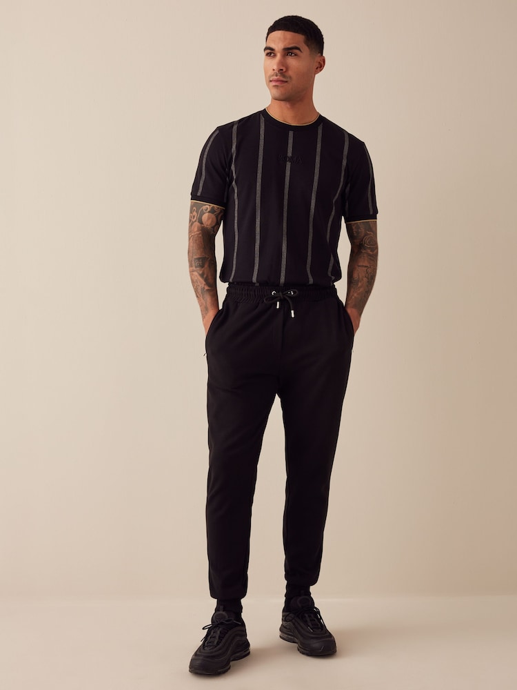 Black 100% Cotton Vertical Stripe T-Shirt - Image 2 of 8