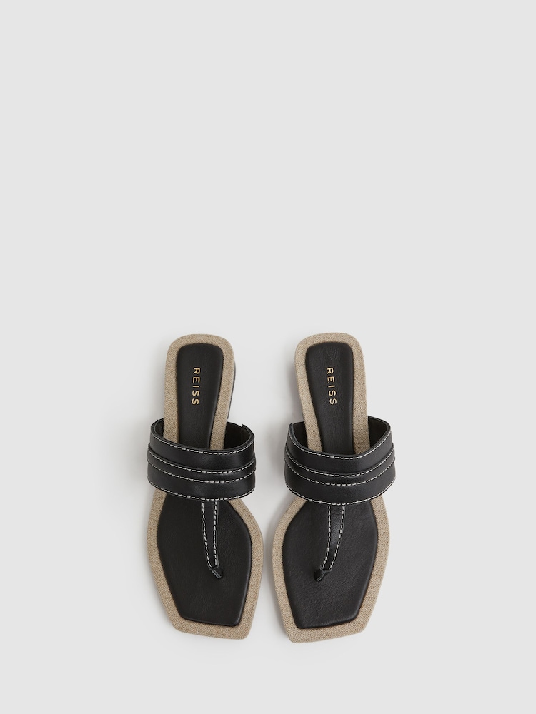Noir - Sandales à entredoigt Reiss Quinn en cuir - Image 3 of 5