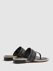 Reiss Black Quinn Leather Strap Thong Sandals - Image 4 of 5