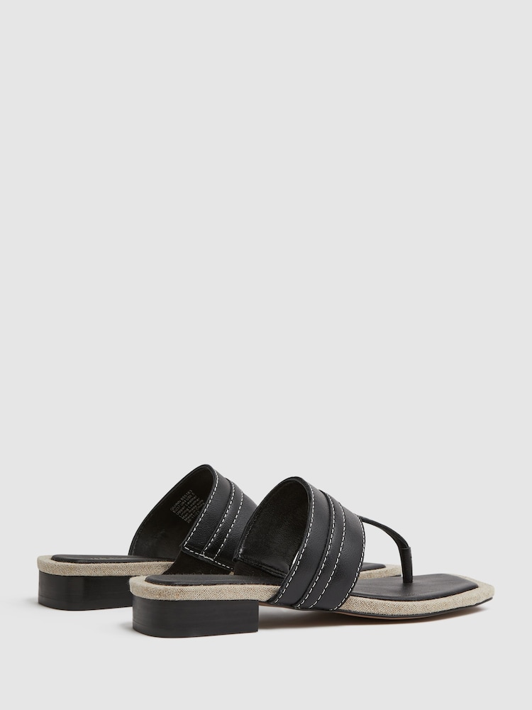 Noir - Sandales à entredoigt Reiss Quinn en cuir - Image 4 of 5