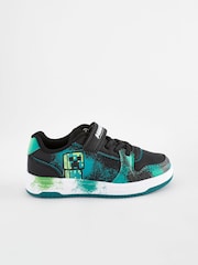 Black/Green Minecraft One Strap Elastic Lace Trainers - Image 2 of 6