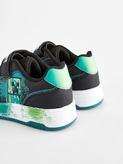 Black/Green Minecraft One Strap Elastic Lace Trainers - Image 3 of 6