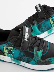 Black/Green Minecraft One Strap Elastic Lace Trainers - Image 5 of 6