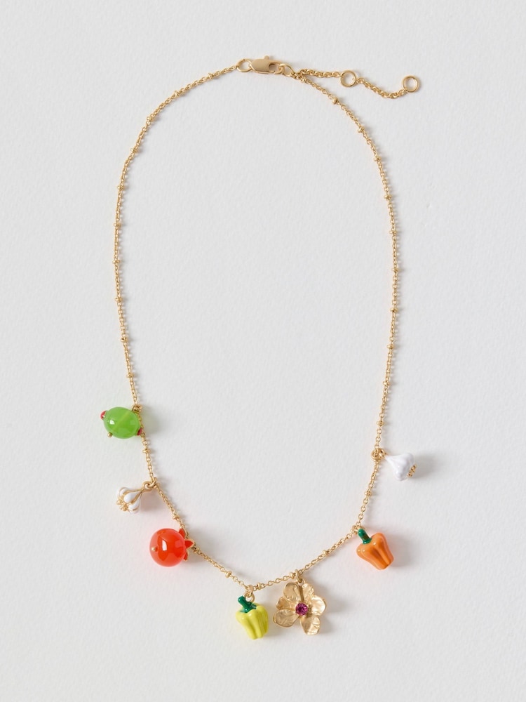 Oliver Bonas Orange Addie Vegetable Charm Necklace - Image 1 of 3