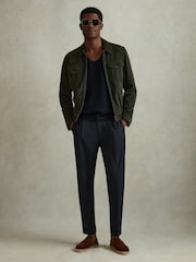 Reiss Navy Velo Open-Stitch Cotton Vest - Image 5 of 6