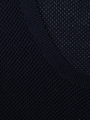 Reiss Navy Velo Open-Stitch Cotton Vest - Image 6 of 6