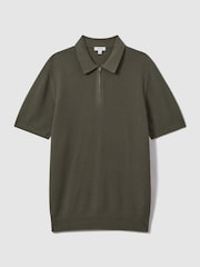 Фактурная рубашка поло с короткой молнией из хлопка Blend Reiss Burnham - Image 2 of 6