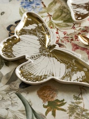 Clarke & Clarke White/Gold Butterfly Platter - Image 1 of 4