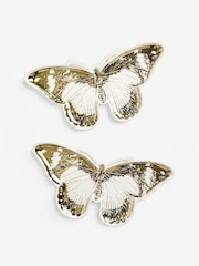 Clarke & Clarke White/Gold Butterfly Platter - Image 2 of 4
