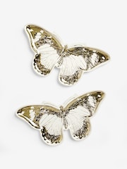 Clarke & Clarke White/Gold Butterfly Platter - Image 3 of 4