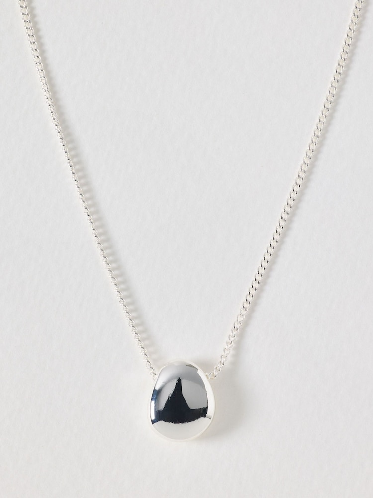 Oliver Bonas Silver Tone Zabel Pebble Pendant Necklace - Image 2 of 3