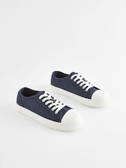 Navy Canvas Baseball Trainers - Image 4 of 9