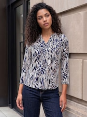 Roman Blue Petite Abstract Top - Image 2 of 4