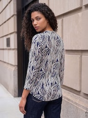 Roman Blue Petite Abstract Top - Image 3 of 4