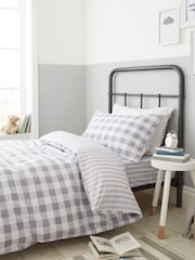 Bianca Grey Cotton Check and Stripe Fitted Sheet - Image 2 of 3