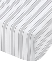 Bianca Grey Cotton Check and Stripe Fitted Sheet - Image 3 of 3