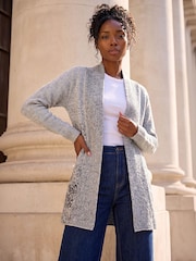Roman Grey Shimmer Long Cardigan - Image 1 of 4