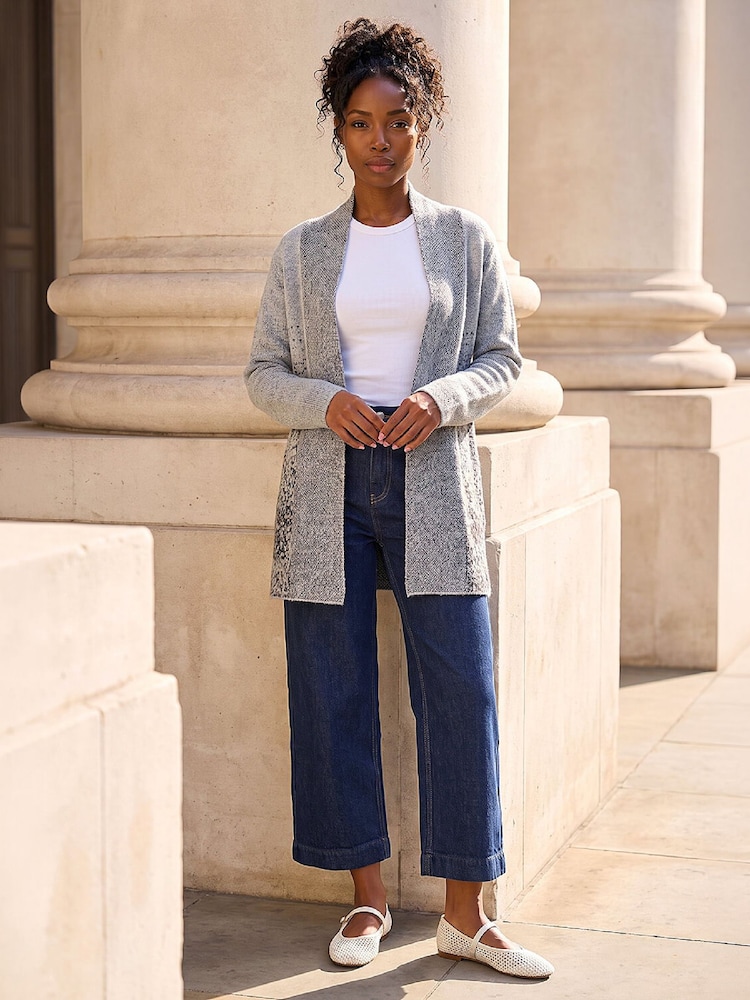 Roman Grey Shimmer Long Cardigan - Image 2 of 4 Roman Grey Shimmer Long Cardigan - Image 2 of 4